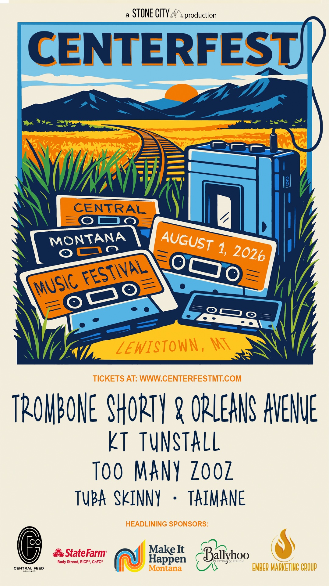 Centerfest 2026 Lineup Poster